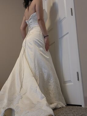 Strapless Ivory A-Line Bridal Gown with Button-Back Detail